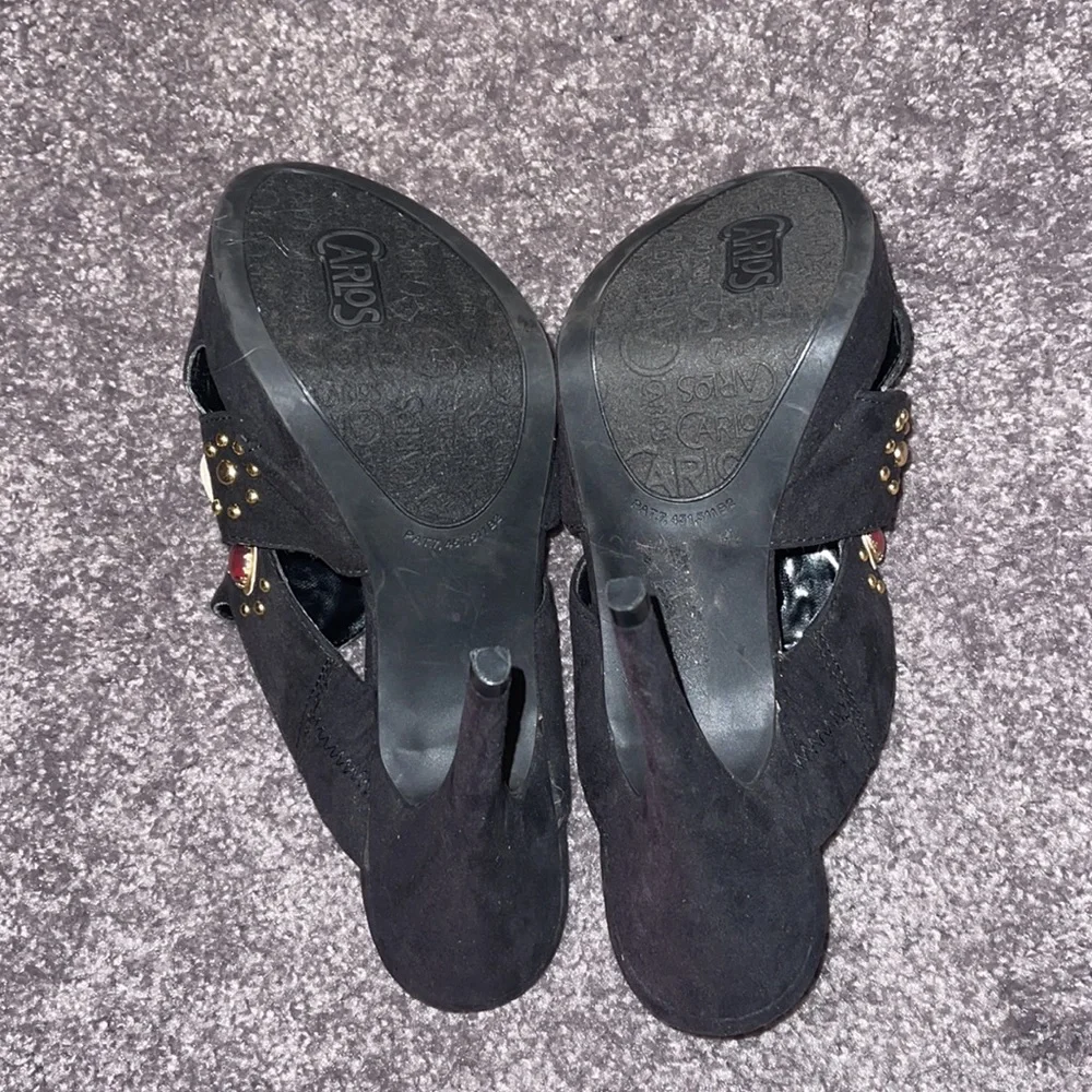 Black velvety jewel stone heels - Picture 6 of 6